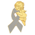 Grey Ribbon Angel Pin